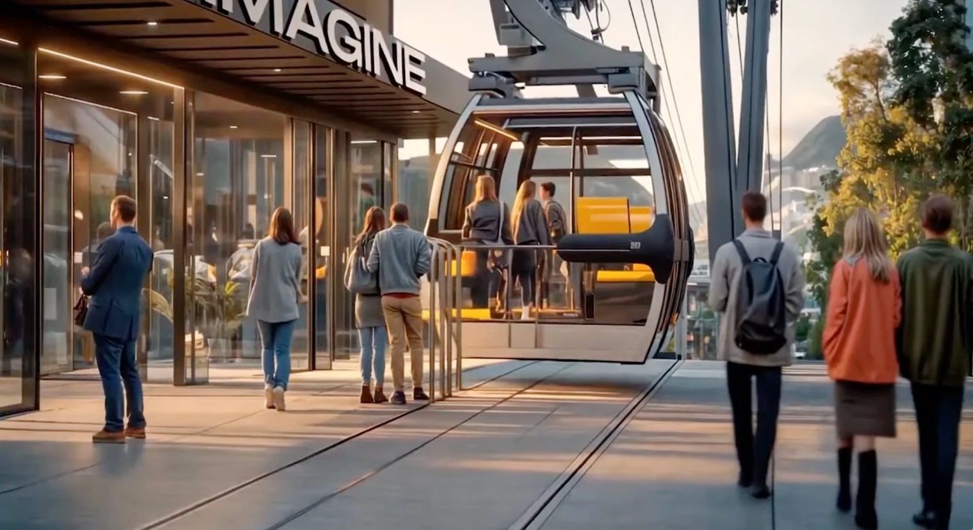 Renderização do teleférico de acesso ao Parque Imagine