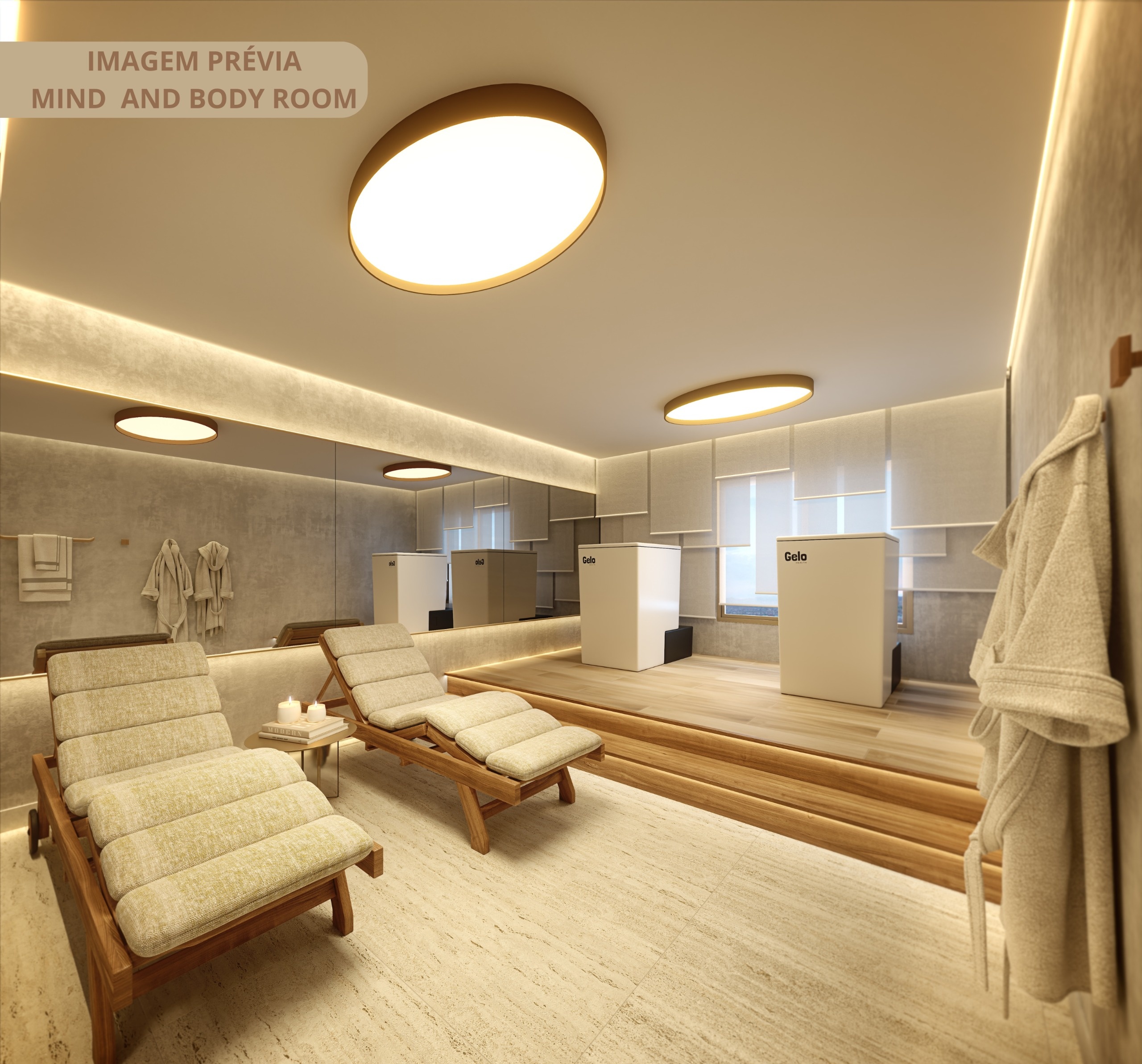 Imagem prévia do Mind and Body Room com banheira de gelo do Living Full 24h