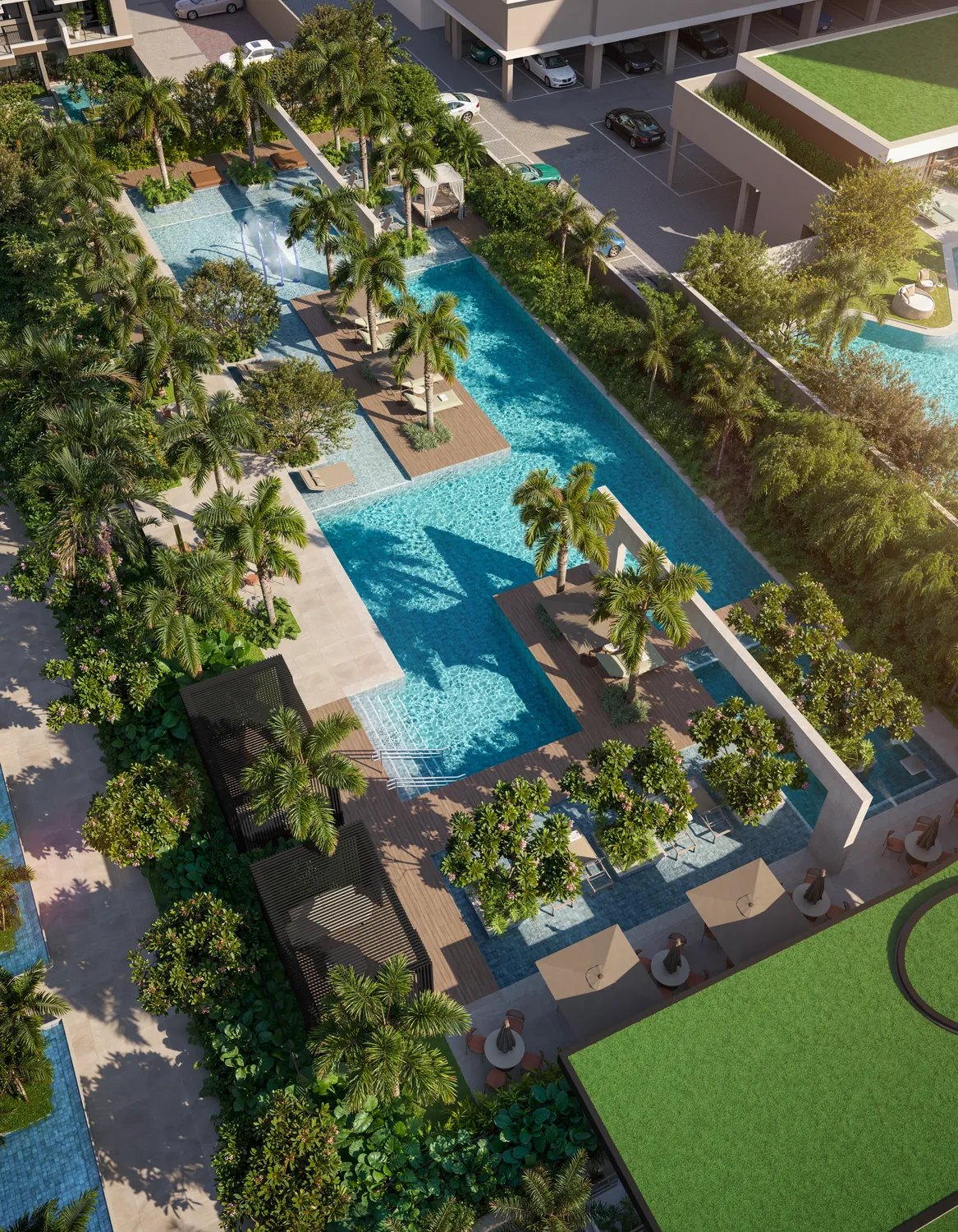 Vista aérea das piscinas | ON Resort Cidade Jardim