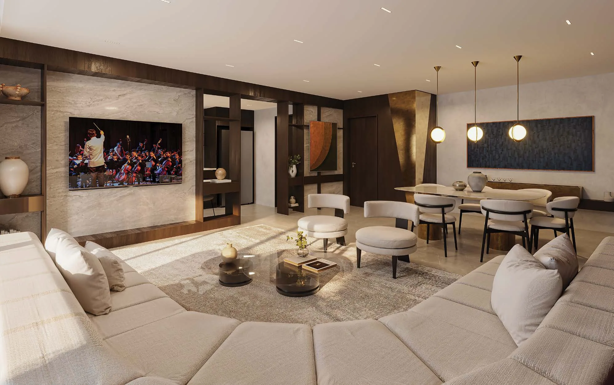 Sala ampliada do 4 quartos | Ed. Maldivas | WE Barra by Living