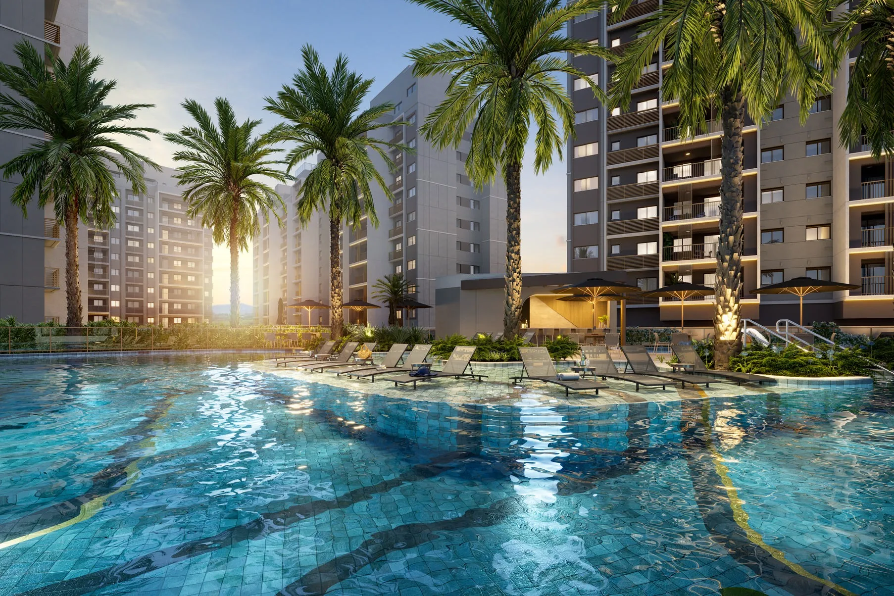 Piscina adulto com deck molhado | WE Barra by Living