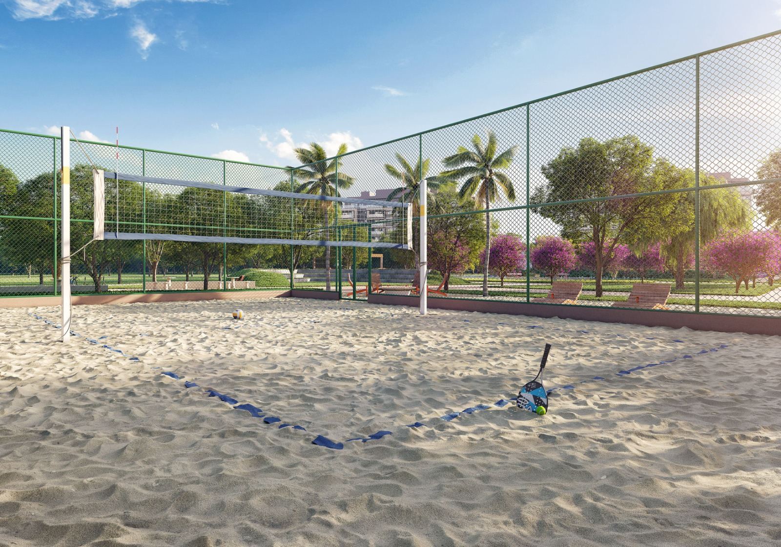 Quadra de areia multiuso, para vôlei e beach tennis