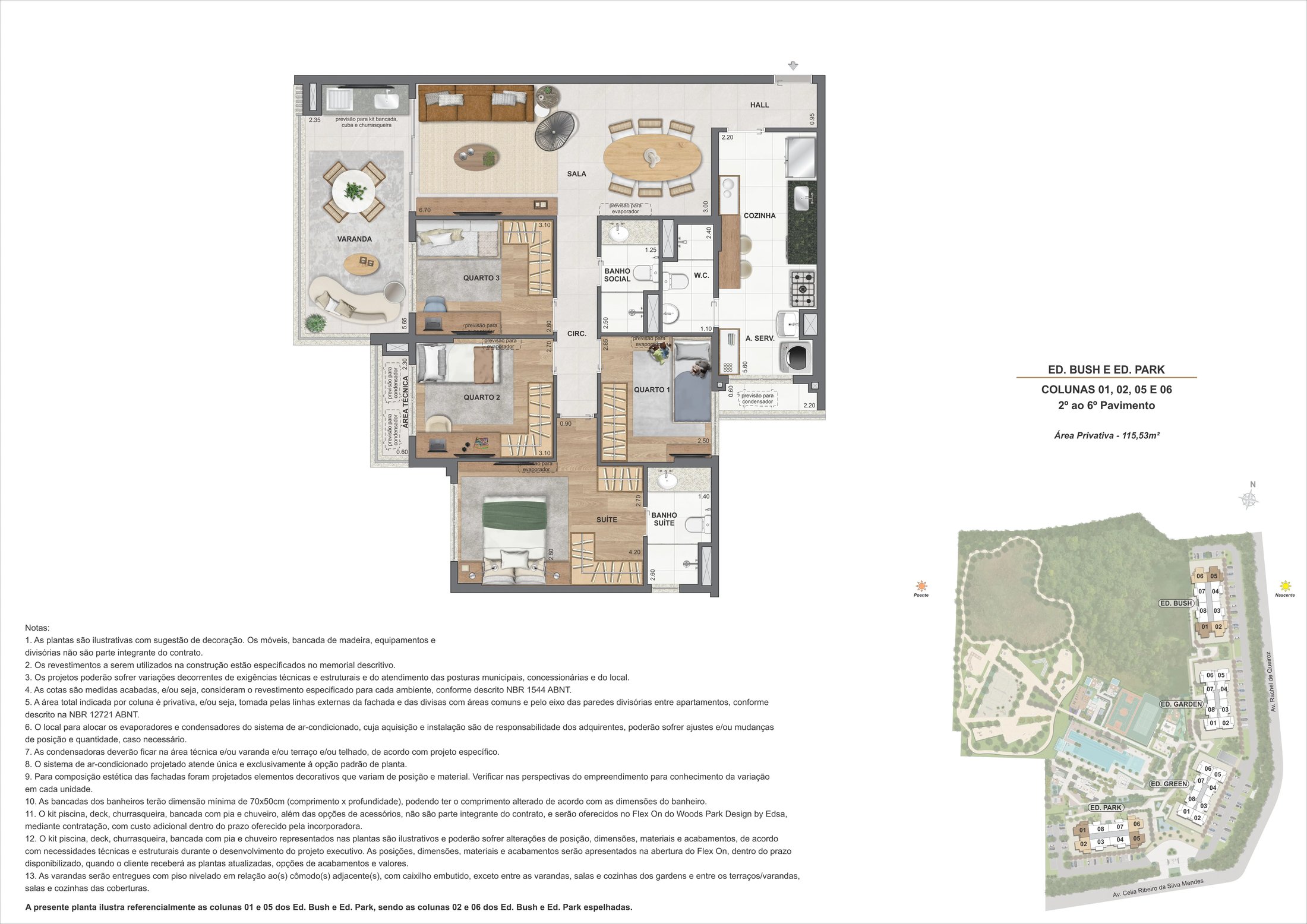 Planta do Ed. Bush e Ed. Park, colunas 01, 02, 05 e 06
