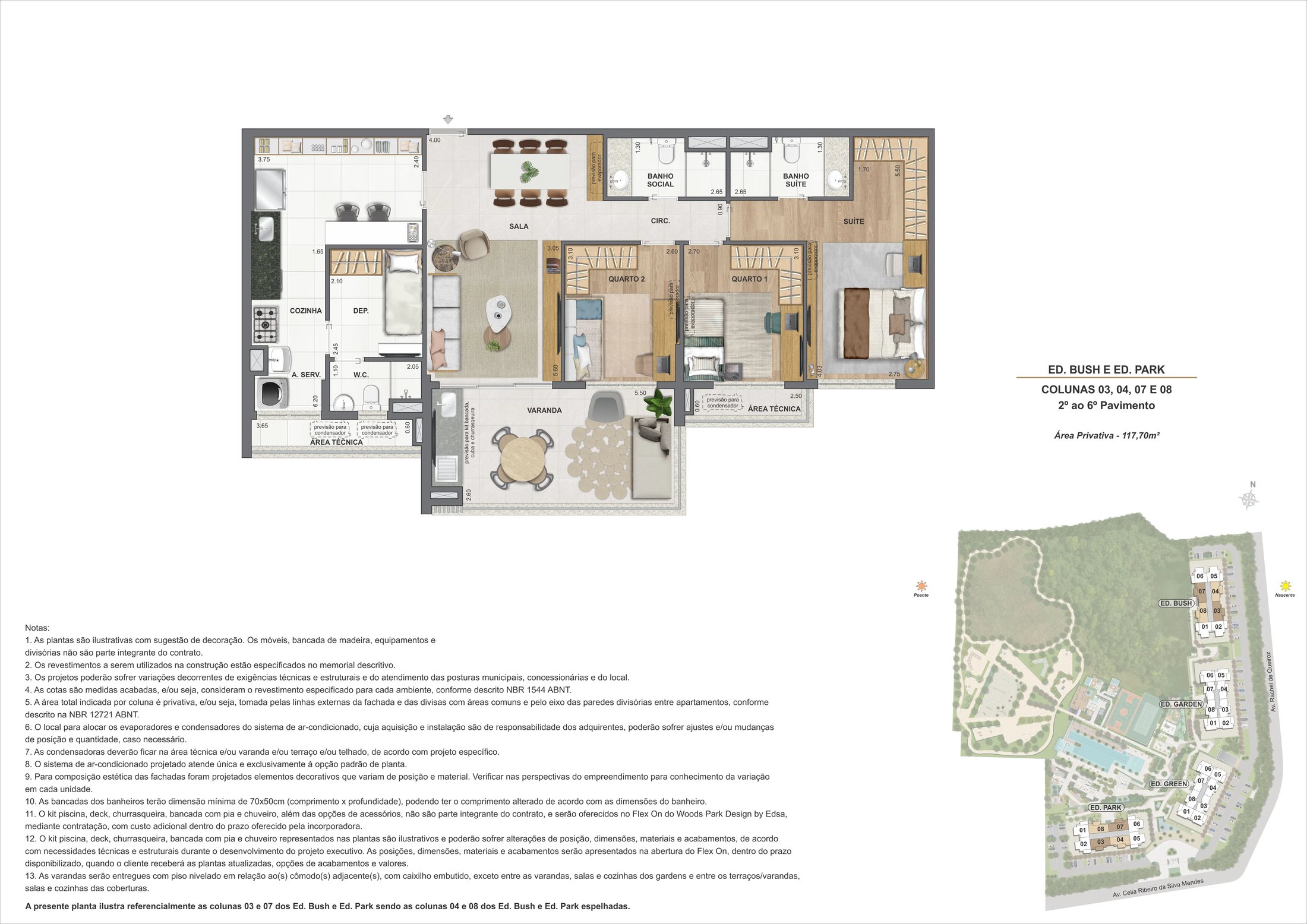 Planta do Ed. Bush e Ed. Park, colunas 03, 04, 07 e 08